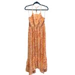 Free People Dusk Coral Combo Smocked Maxi Dress Floral Print Halter Style Large Photo 3