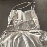 Women’s Silver Satin Short Prom Party Dress Spaghetti Straps Size 6 *READ Photo 6