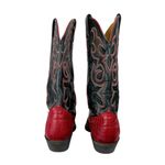 Vtg Nocona Red Black Lizard Leather Westerm Cowgirl Boots Sz 7B Photo 4