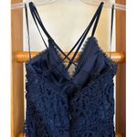 AQUA  Navy Lace Sheer High-Low A-Line Maxi Dress Gown Womens XS Photo 4