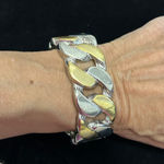 Vintage Two Tone Chain Link Cuff Bracelet Photo 0
