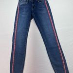 ZARA Blue Ankle Cropped Jeans with Red Accents Size 4 Photo 6