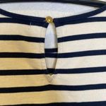 LRL Navy Blue & Cream Striped Short Sleeve Peplum Hem Top Sz 1X Cotton Photo 5