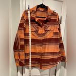 L.L. Bean Size XL Burgundy Coral Striped Flannel Button Down Shirt Size Pockets Pink Photo 7