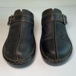 Born concept Charcoal Black Leather BOC Heeled Clogs Photo 6