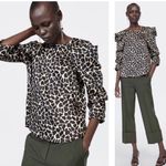 ZARA Giraffe Print ruffle Sleeve  Top Photo 2
