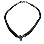 Vintage Navajo Sterling Silver Turquoise & Shell Heishi Bead Necklace Black Photo 1