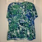 Allison Daley  Green/Blue Print Scoop Neck Short Sleeve Top M Photo 7
