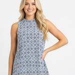 Mud Pie  Blue Geometric sleeveless top size small Photo 0