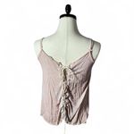 POL Tank Top Small Pink Lace Up Back Sleeveless Embroidered Casual Cute Photo 1