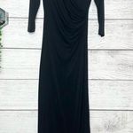 Tadashi Shoji  Vintage Black Ruched Long Sleeve Evening Gown Size Petite Small Photo 0