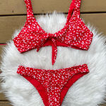 Zaful Red & White Floral Print Bikini Photo 0