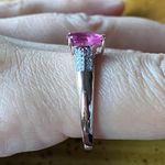 Natural Pink Sapphire Moissanite Sterling Silver Cocktail Ring Size 11 Photo 2