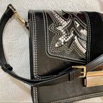 ZARA black crossbody bag, snake embossed leather topstitched cutout detail purse Photo 10