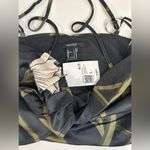 Forever 21 Satin Tropical Leaf Print Crop Top Green Black Strappy Size Large NWT Photo 4