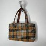 Burberry Wool Vintage Nova Check Signature Plaid Tote Shoulder Bag Purse Tan Photo 3