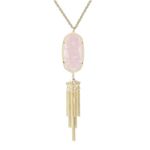 Kendra Scott Rayne Long Pink Quartz and Gold Tassel Necklace Photo 1