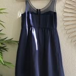 American Eagle 90s Outfitters navy blue dress with mesh overlay and a pleated bodice. Photo 3