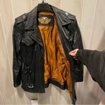 Vintage black leather Harley Davidson biker babe moto buttery belted jacket Size L Photo 9