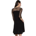 Nina Leonard  Mesh Yoke Trapeze Black Dress - Size: Medium Photo 7