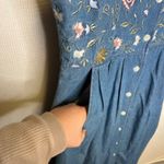 STONYBROOK Large Denim Embroidered Floral Vintage Button Front Midi Dress Women Blue Photo 2