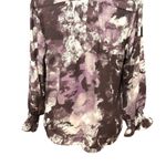 Cooper and Ella Blouse Ruffle Neckline Long Sleeve Unique Abstract Purple W S NWT Photo 5
