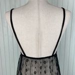 Vintage 1960s Beau Monde Lingerie Black Sheer Floral Long Nightgown Size Small Photo 5