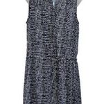 Hilary Radley Sleeveless Split Neck Sheer Tunic Dress Button Front Black Sz 10 Photo 0