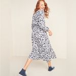 Old Navy Floral-Print Waist-Defined Bracelet-Sleeve Midi Dress Photo 1