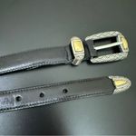 Brighton Vintage  B2903 Black Leather Belt 2-tone Buckle Skinny Belt Size L 32-36 Photo 8