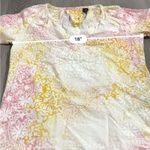 Robert Graham  Split Neck Embroidered Textured Print Pink Yellow Ombre Top Size S Photo 6