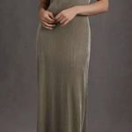 Jenny Yoo Dress NWT stretch velvet sabrina maxi womens Green (size 12) wedding Photo 0