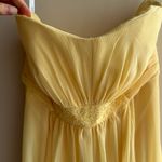 David's Bridal David’s Bridal Strapless Crinkle Chiffon Dress Godets, Style#F14865-ButterYellow Photo 7