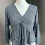 Hollister ‎ Navy Blue & White Floral Peplum V-Neck Top Size Large Photo 0