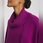 Chico's Cashmere Blend Elegant Purple Cowl Neck Fringe Poncho Sweater Size L/XL Photo 3