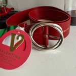 Valentina women’s Scarlet genuine Leather Belt with Metallic Buckle Red Photo 0