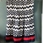 Nine West 18W Navy White Chevron Dress Red Trim Sleeveless Pockets Pleated Bold Photo 3