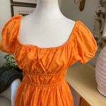 Faithfull the Brand  Viola Mini Smocked Dress In Orange‎ Size Medium Photo 3