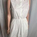 Monteau Los Angeles White Sleeveless Cotton Dress Mini Size Large Eyelet Top Photo 0