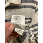 Ellen Tracy  Button Popover Blouse Womens  100% Linen Blue White‎ Striped Large Photo 6