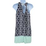 B. Darlin Dress Womens 5/6 Navy Blue Aqua Gold Coil Neckline Geometric NEW White Size undefined Photo 1