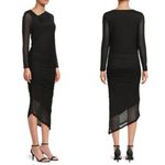Calvin Klein  Women's Asymmetric Hem Ruched Midi Black Sheath Dress Photo 1