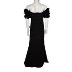 XScape  “Ashlyn” Long Scuba Crepe Off the Shoulder Wire Flower Gown Black Sz 10 Photo 4