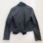 Free People OB418010 Black Coated Waxed Jeans Draped Front Cropped Moto Jacket 6 Photo 3