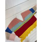 Fox + Hawk Color Block Cropped Distressed Stripe Sweater Multicolor Size S Red Photo 1