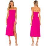 Amanda Uprichard  Mandy Strapless Midi Dress In Hot Pink Photo 2