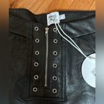 Princess Polly Black Vegan Leather Zip Front Shorts 10 Photo 2