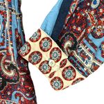 Farm Rio Blue Red White Paisley Collared Button Up Shirt Ruffle Mini Dress sz L Photo 14