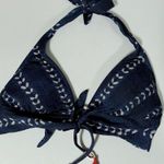 Robin Piccone Navy Blue Seashell Shells Tassels Halter Bikini Swim Top Designer Bathing Suit Luxury Swimwear Size M 🐚 Photo 0