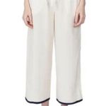 Sleepy Jones Bettina 100% Silk Charmeuse Cream Wide Photo 0